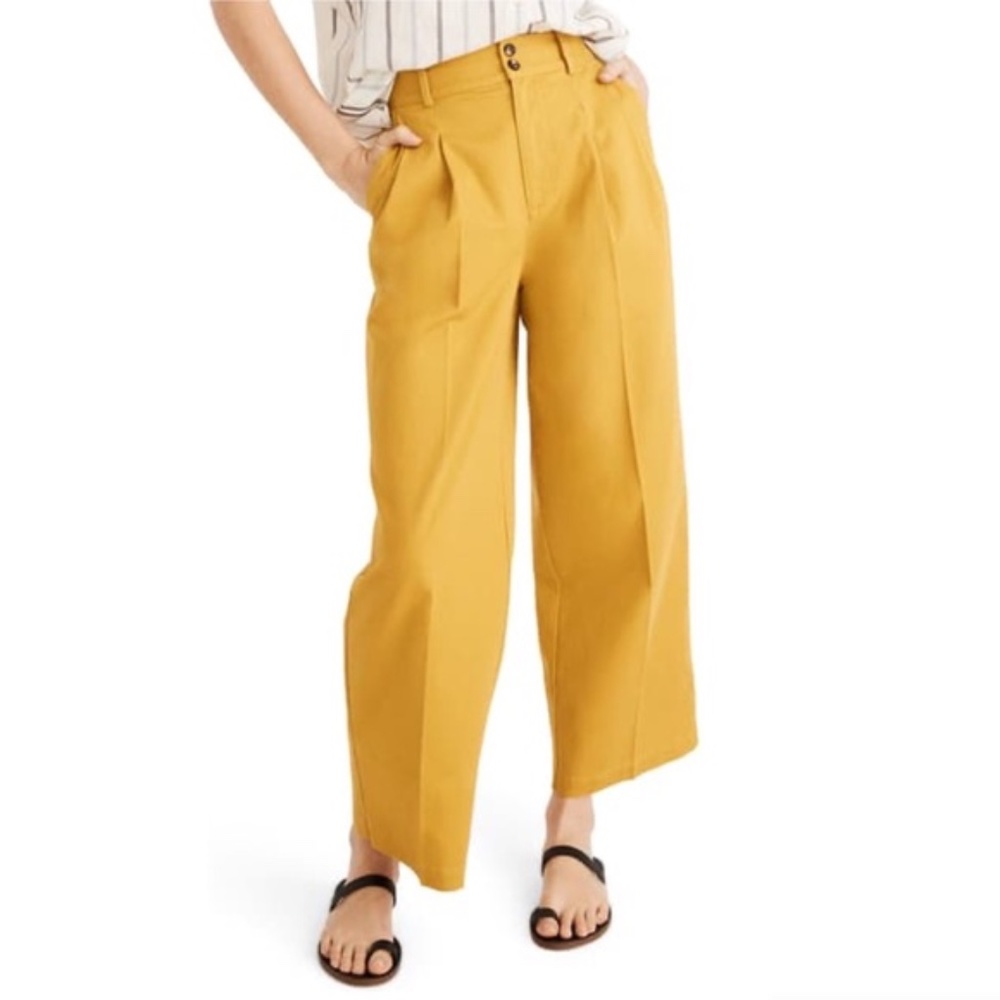 Madewell Wide Leg Pants in Mustard Yellow
